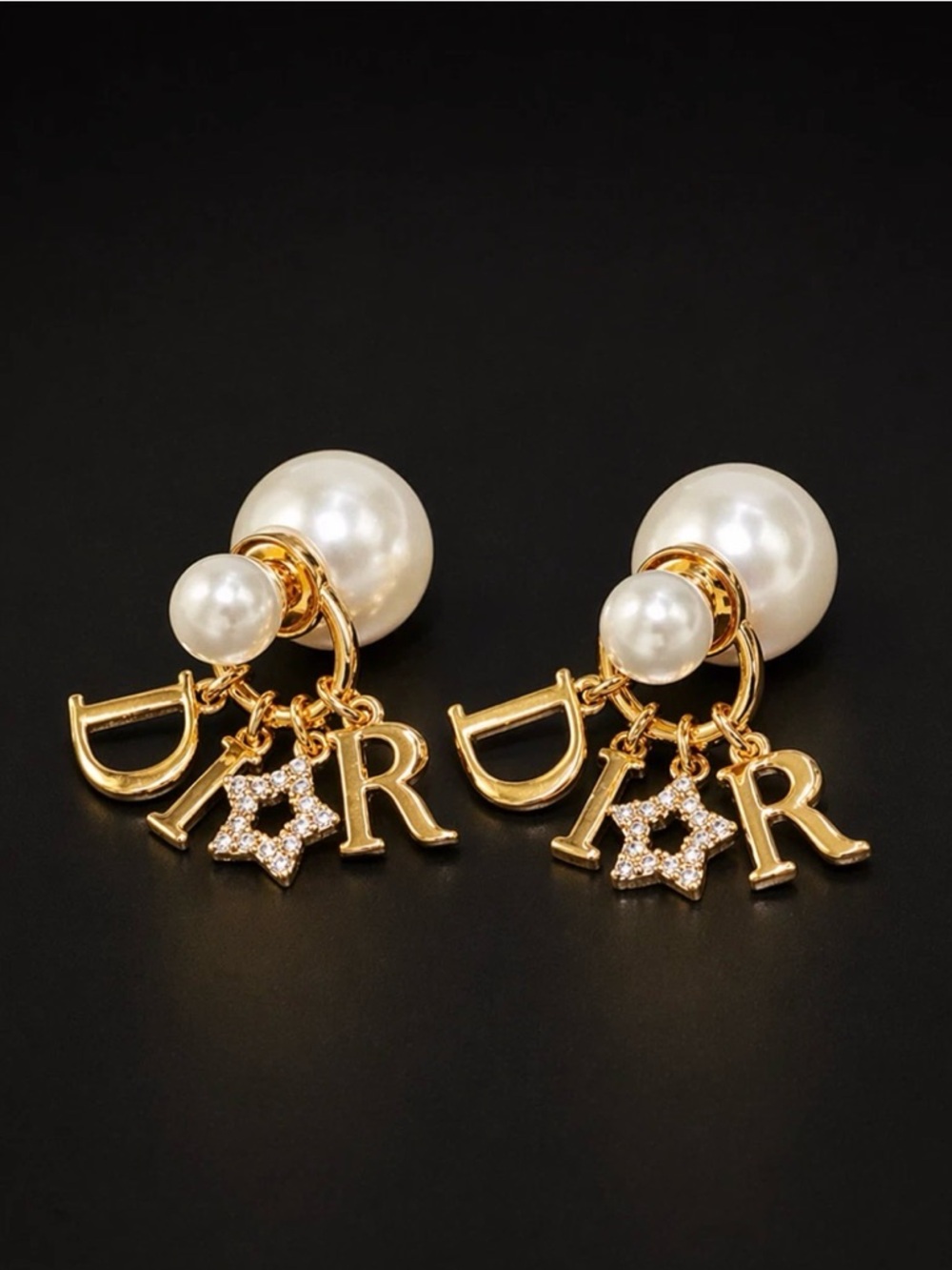 Dior Gold Pearl Charms Drop Earrings GWP